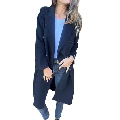 Manteau chic femme mi-long double boutonnage